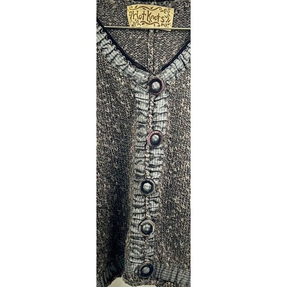 Hot Knots Handmade Button-Up Cardigan Sweater Boho Cottagecore Vintage Look - Picture 3 of 14